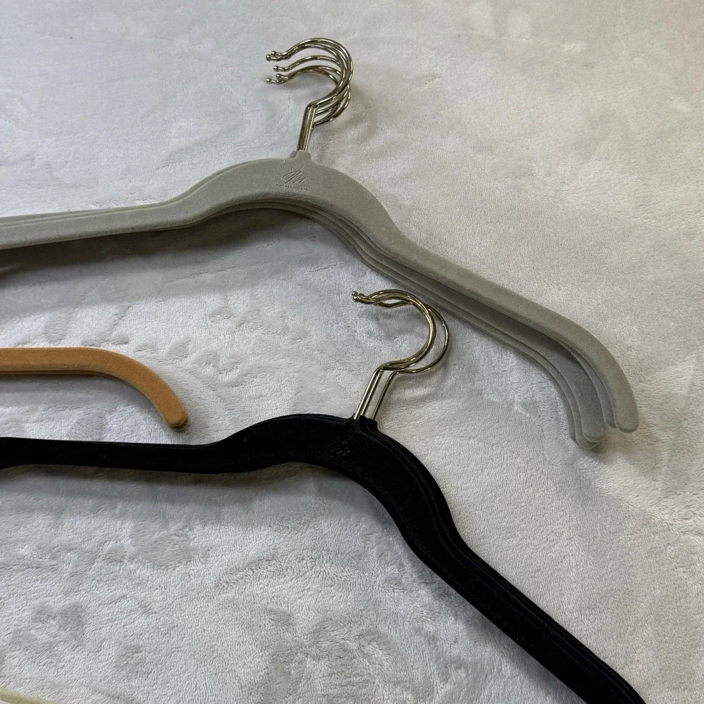 Lot‎ 57 Joy Mangano Velvet Clothes Hangers Mixed Colors Gold Hooks